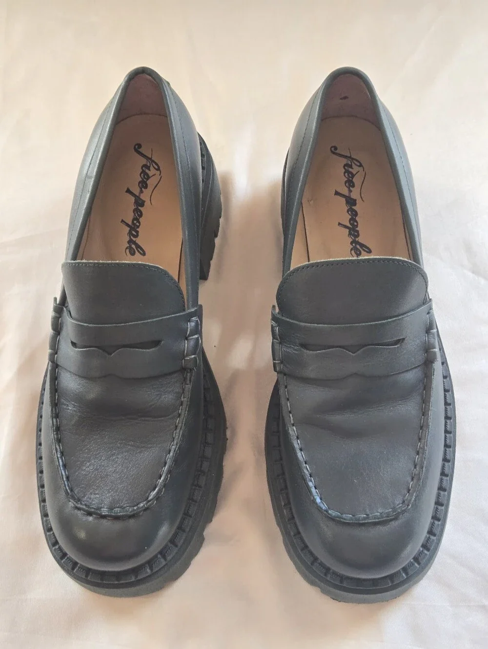 Free People Lyra Lug Sole Women's Size 38.5 US 8 Green Deep Jade Platform Loafer